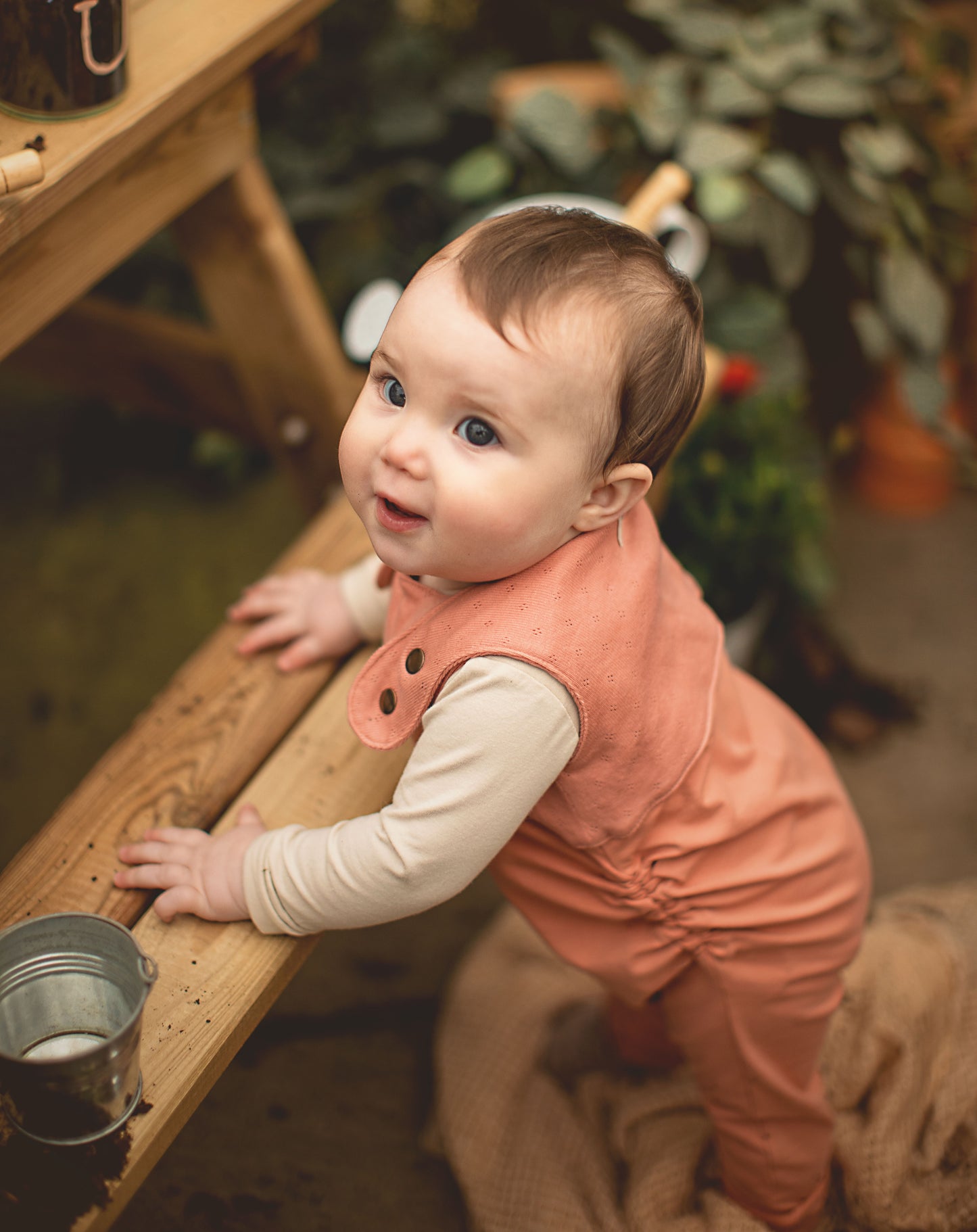 Grow-with-me Jumpsuit. Solid Coral