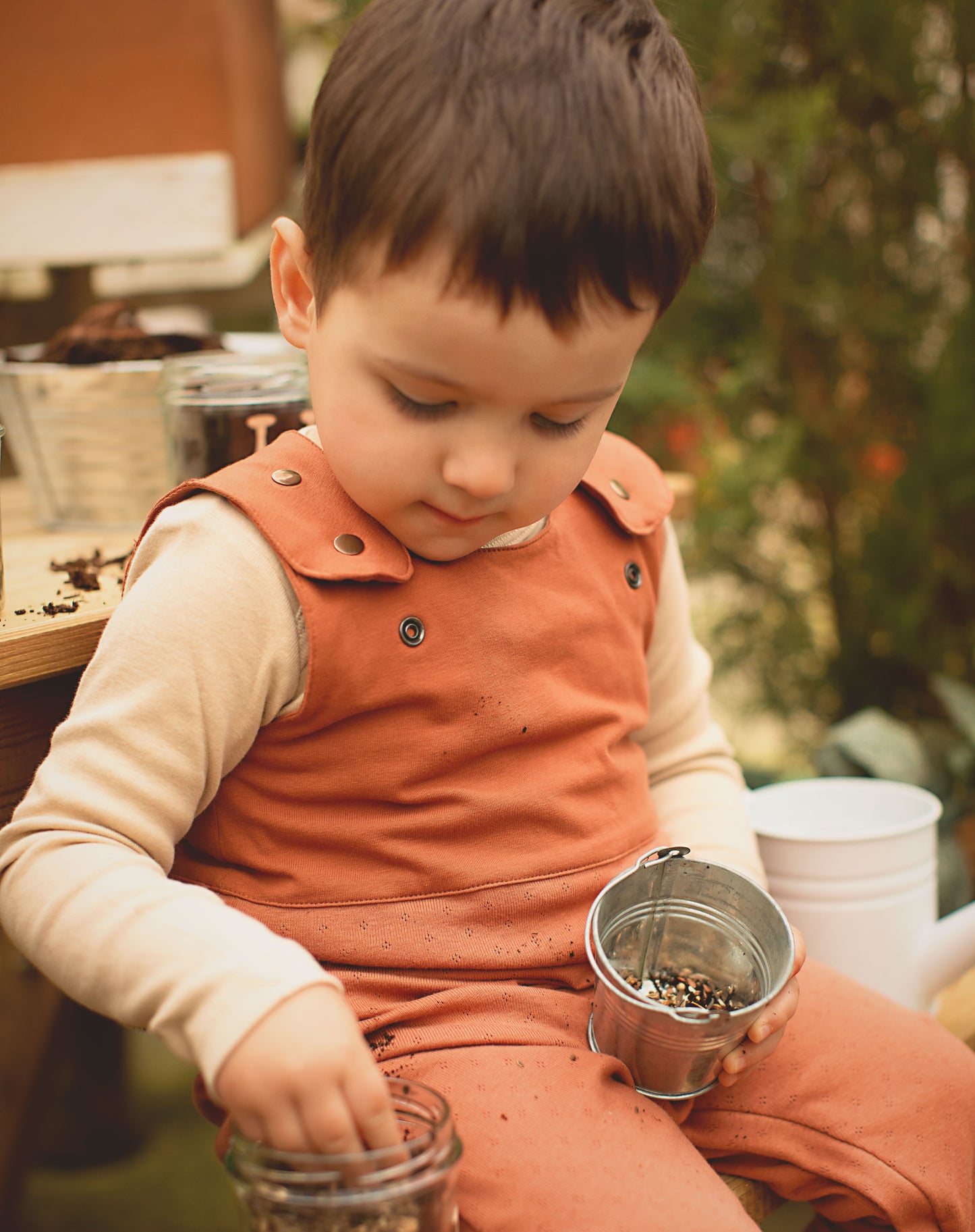 Grow-with-me Jumpsuit. Textured Terracotta