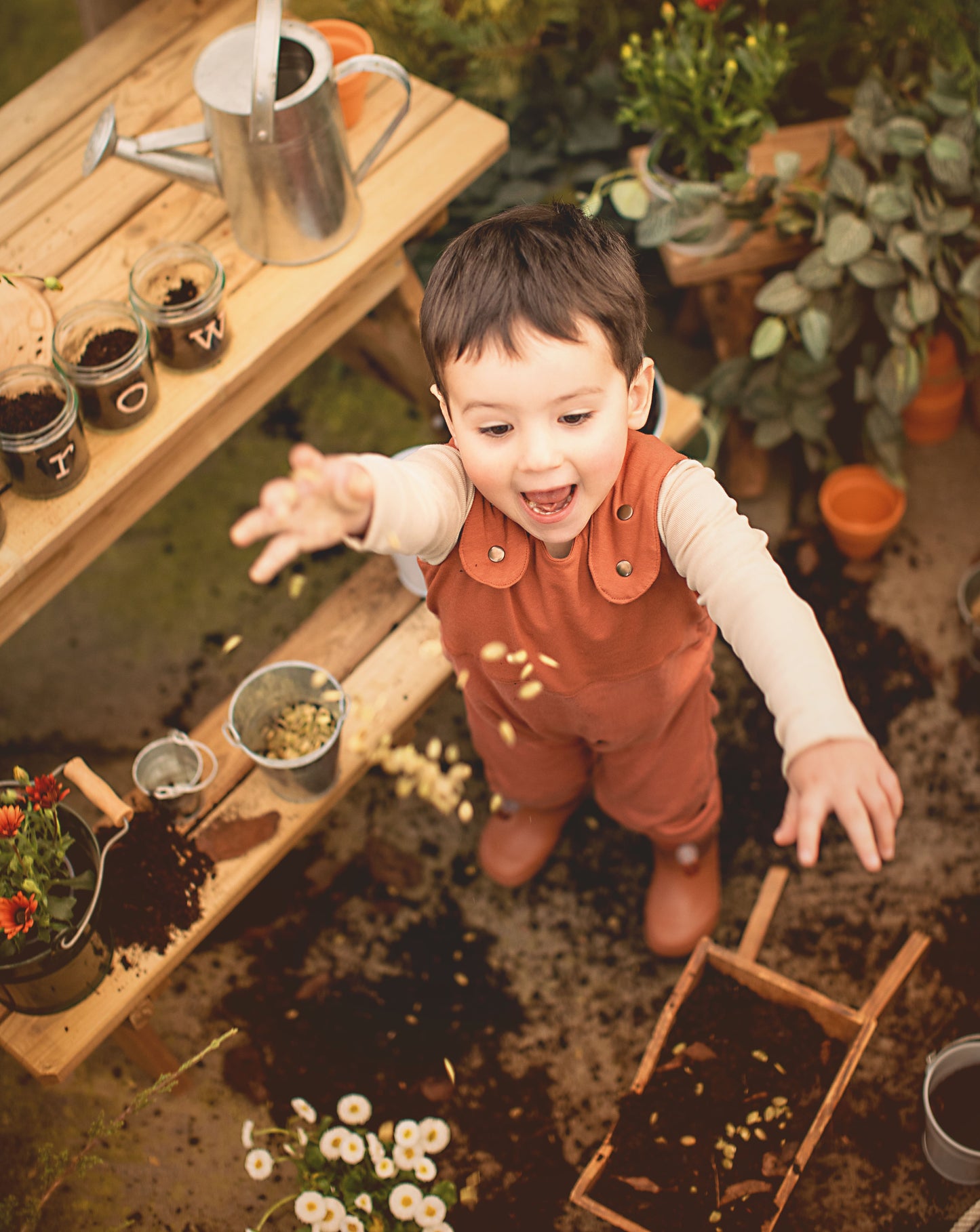 Grow-with-me Jumpsuit. Solid Terracotta