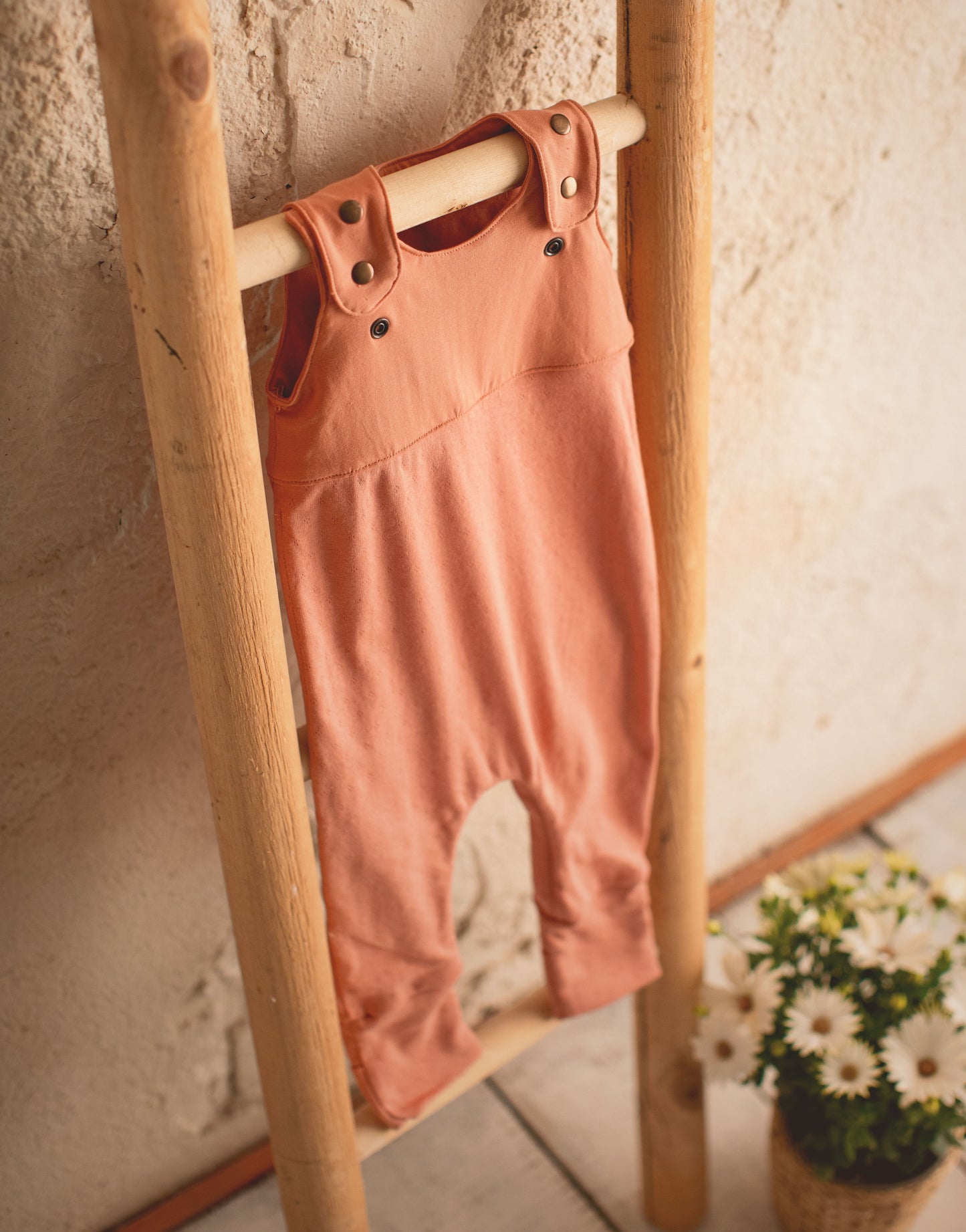 Grow-with-me Jumpsuit. Textured Coral