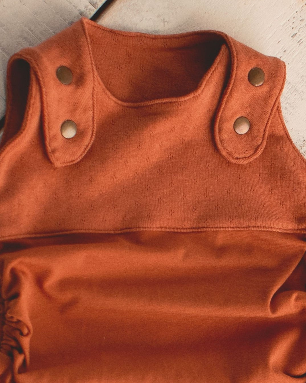 Grow-with-me Jumpsuit. Solid Terracotta