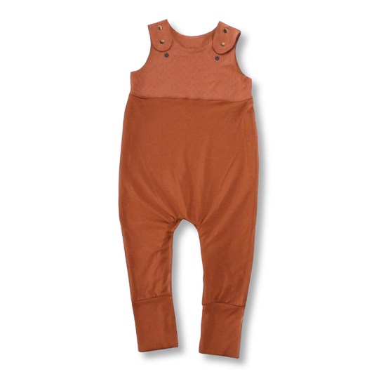 Grow-with-me Jumpsuit. Solid Terracotta
