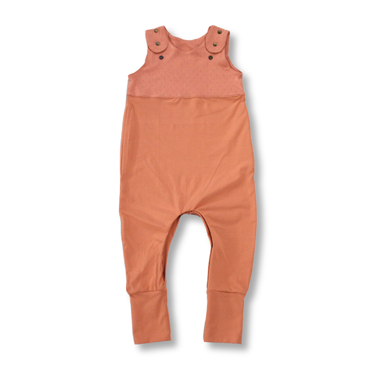 Grow-with-me Jumpsuit. Solid Coral